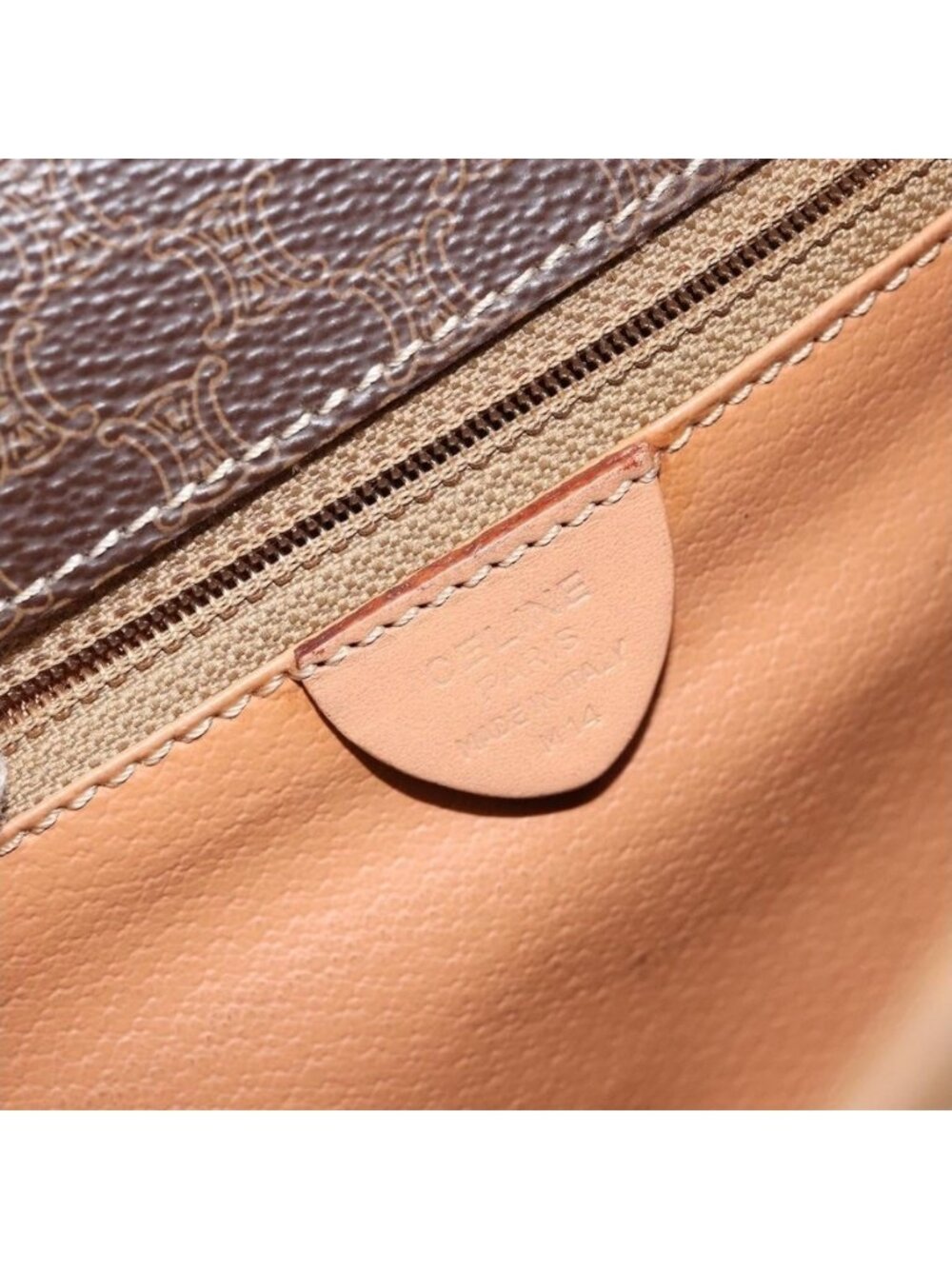 Authentic CELINE Macadam Canvas Shoulder Bag PVC Brown Gold - Picture 4 of 16